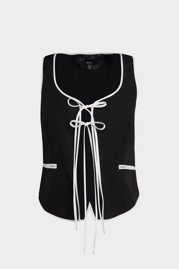 Plus Tailored Contrast Piped Vest mono