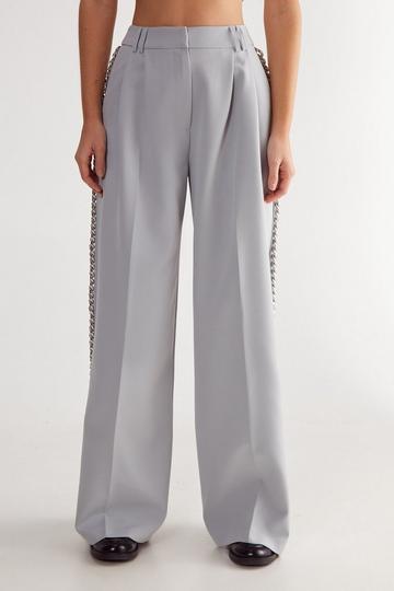 Premium Tailored Chain Trim Trouser pale grey