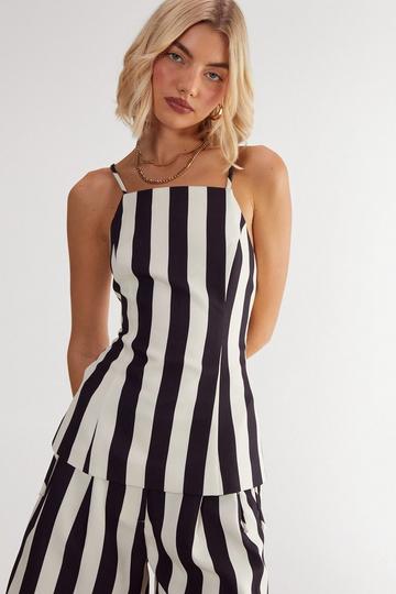 Stripe Print Tailored Backless Top mono