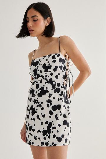 Spot Print Tailored Tie Side Dress mono