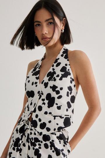 Spot Print Tailored Waistcoat mono