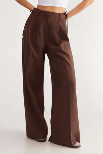 Premium Tailored Tie Detail Trouser choc brown