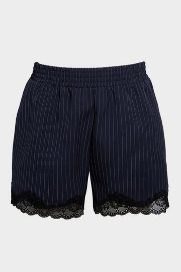 Plus Lace Hem Tailored Short navy