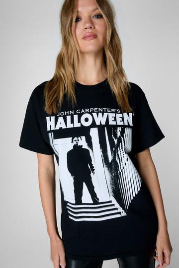 Black Halloween Graphic Oversized T-Shirt