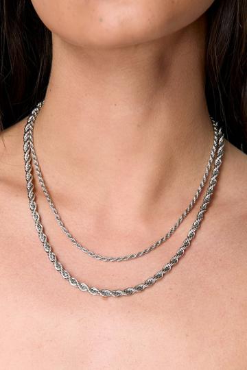 Layered Chain Necklace silver