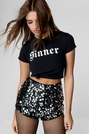 Sinner Graphic Print Baby T-Shirt black