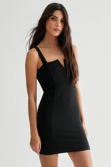 V Neck Mini Dress black