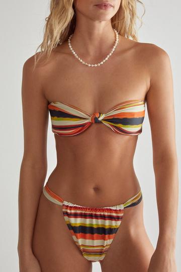 Ombre Stripe Bandeau Bikini orange