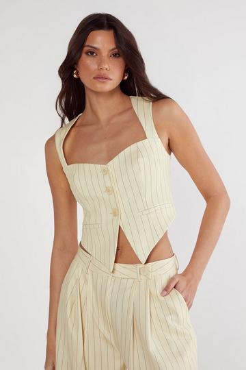 Butter Pinstripe Tailored Vest butter