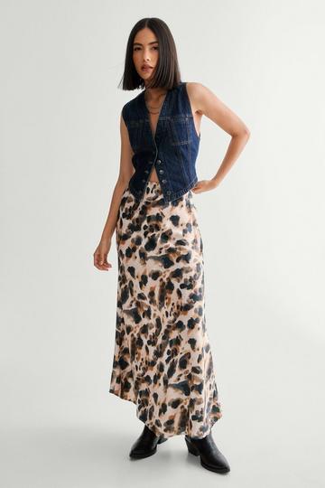 Animal Print Maxi Skirt brown