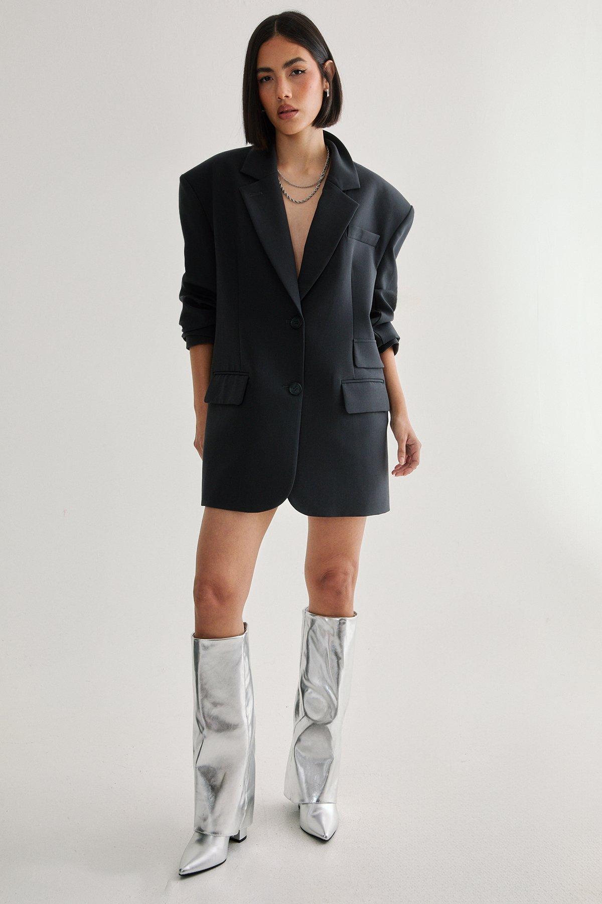 Faux Leather Fold-Over Knee High Boot