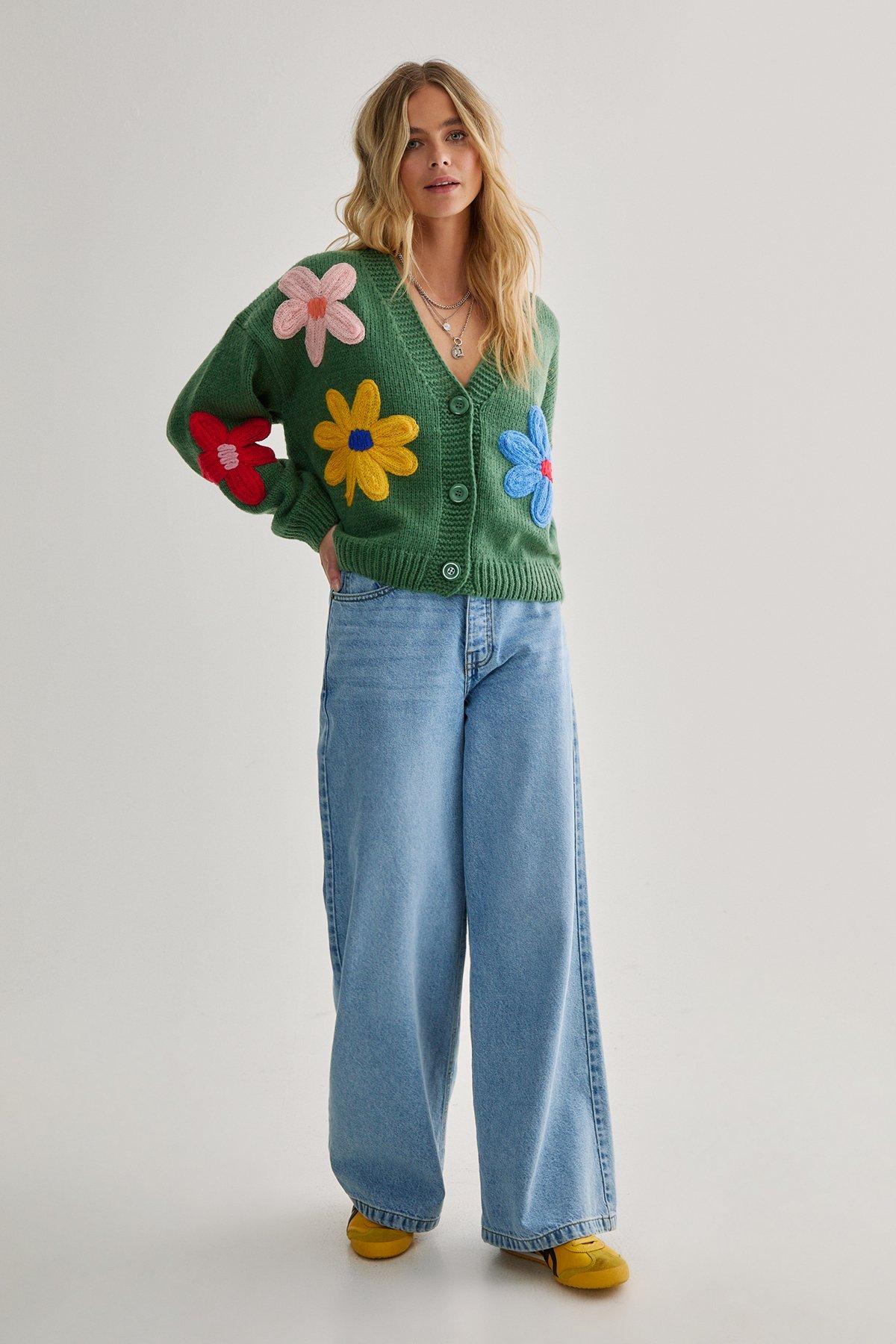 Chunky Knit Flower Detail Cardigan | Nasty Gal Chunky Knit Flower Detail Cardigan | Nasty Gal