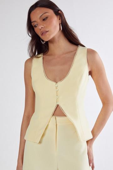 Picot Trim Tailored Top lemon