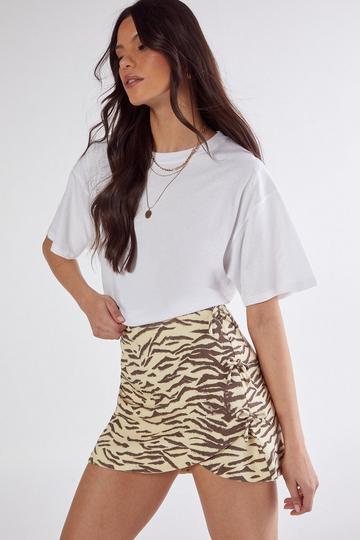 Zebra Print Tailored Linen Skirt butter