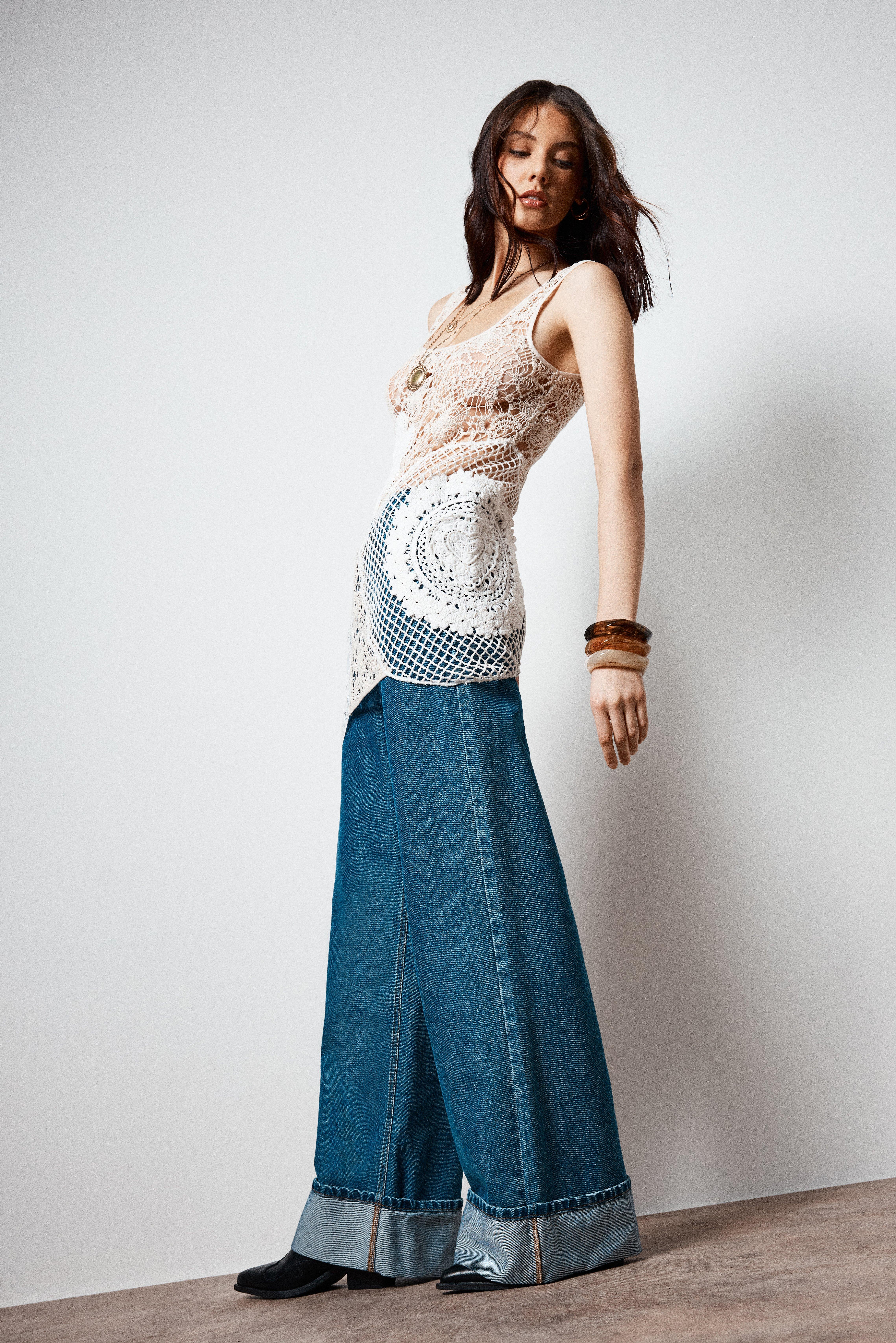Premium Crochet Embroidered Patched Scoop Neck Mini Dress