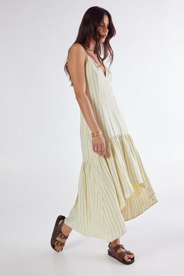 Textured Stripe Dipped Hem Maxi Dress lemon