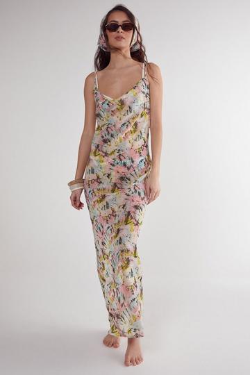 Tie Dye Cowl Neck Beach Dress and Headscarf multi