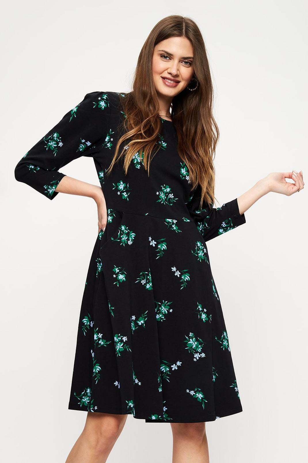 144 Tall Blue Floral Long Sleeve T Shirt Dress image number 2