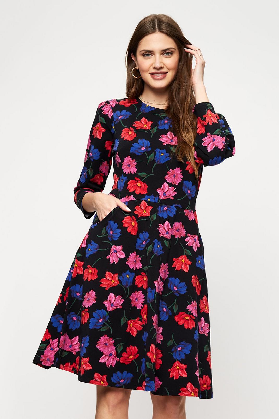 144 Tall Large Floral Long Sleeve T Shirt Dress image number 1