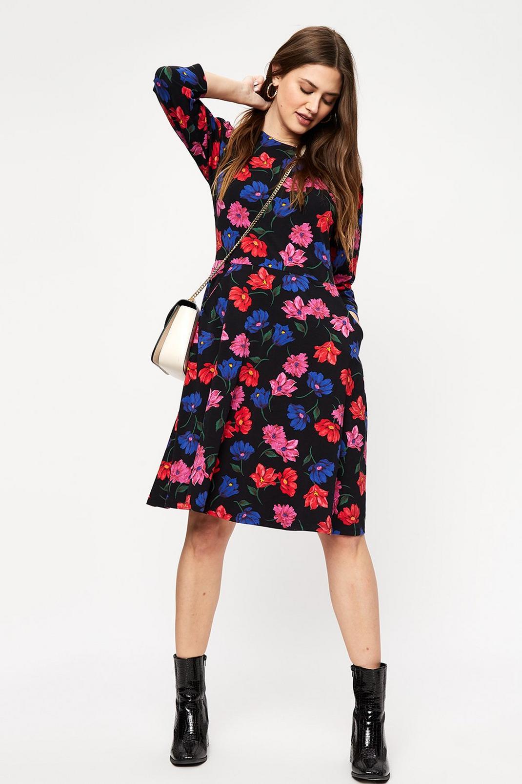 144 Tall Large Floral Long Sleeve T Shirt Dress image number 2