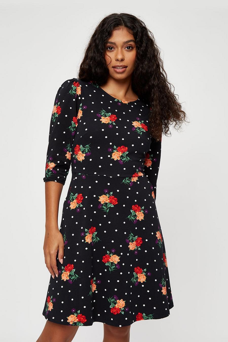 Petite Floral Spot Jersey Pocket Dress