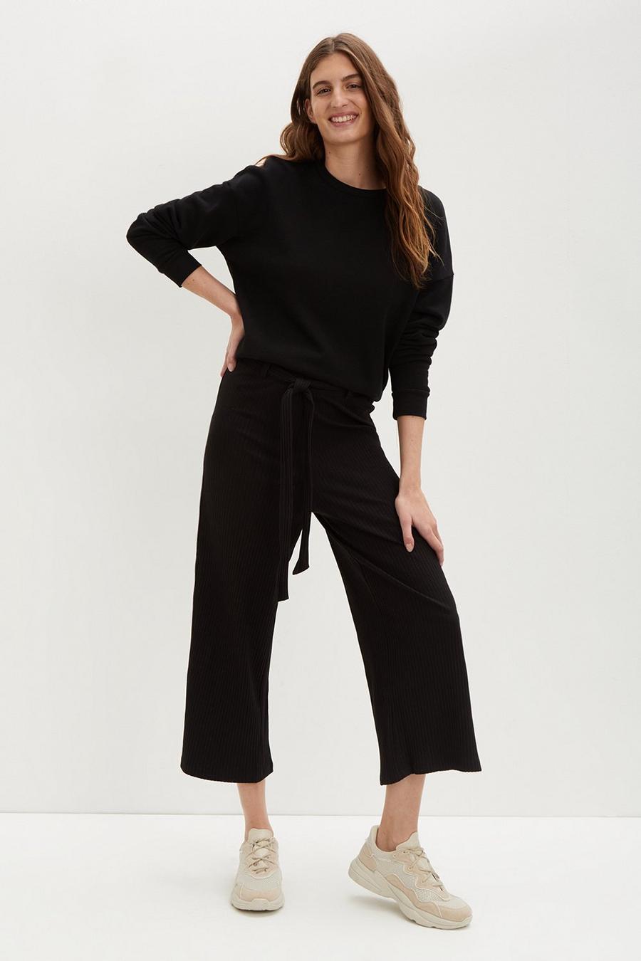 Tie Waist Soft Touch Flared Culottes 