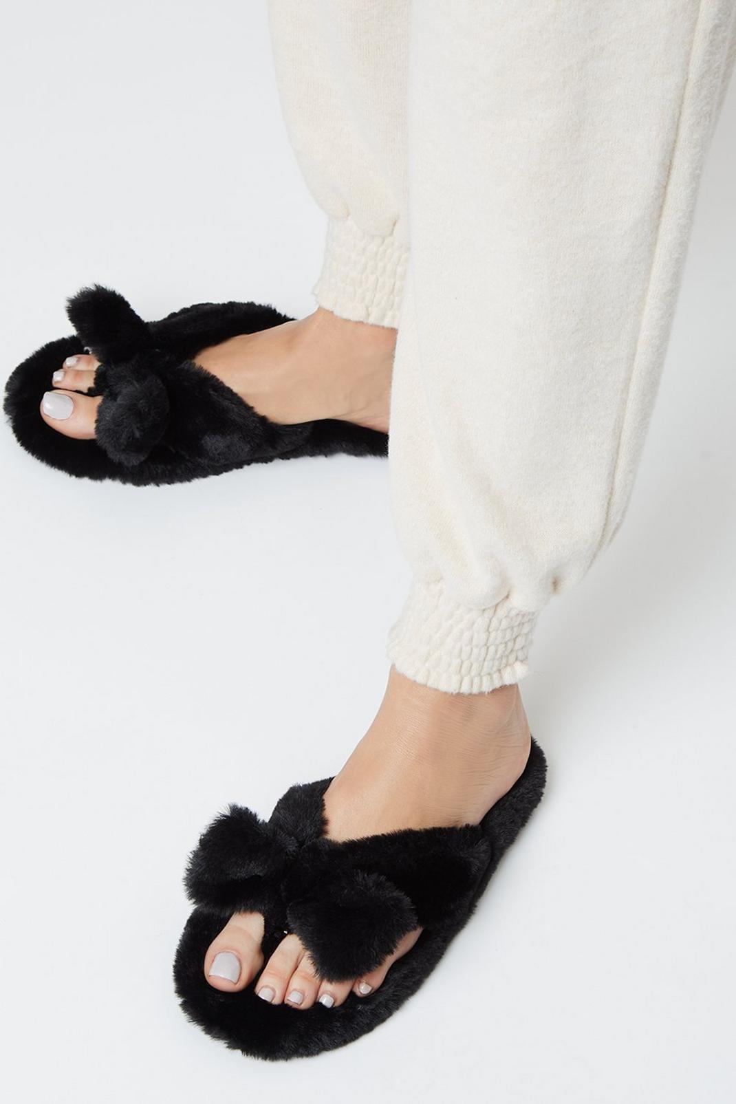 105 Hensley Faux Fur Bow Slippers image number 1