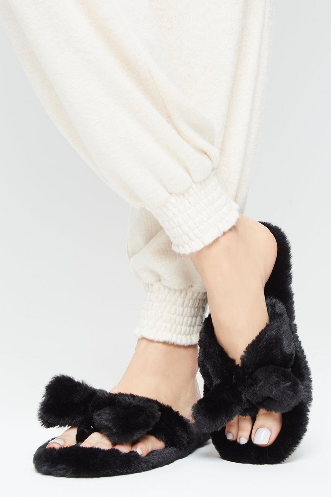 105 Hensley Faux Fur Bow Slippers image number 2