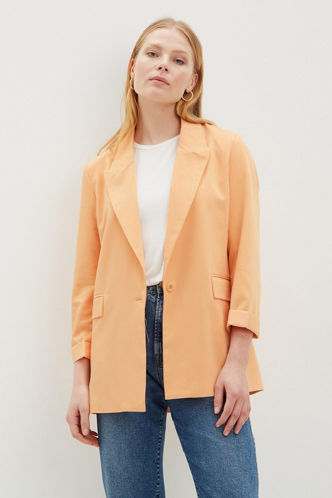 Apricot 1 Button Oversized Blazer image number 1