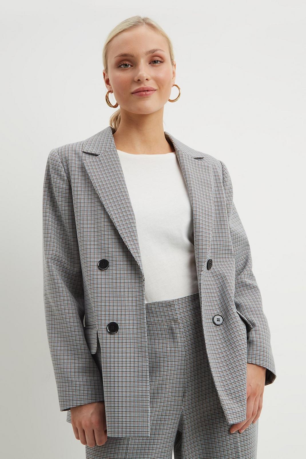 Mono Petite Double Breasted Dogtooth Blazer image number 1