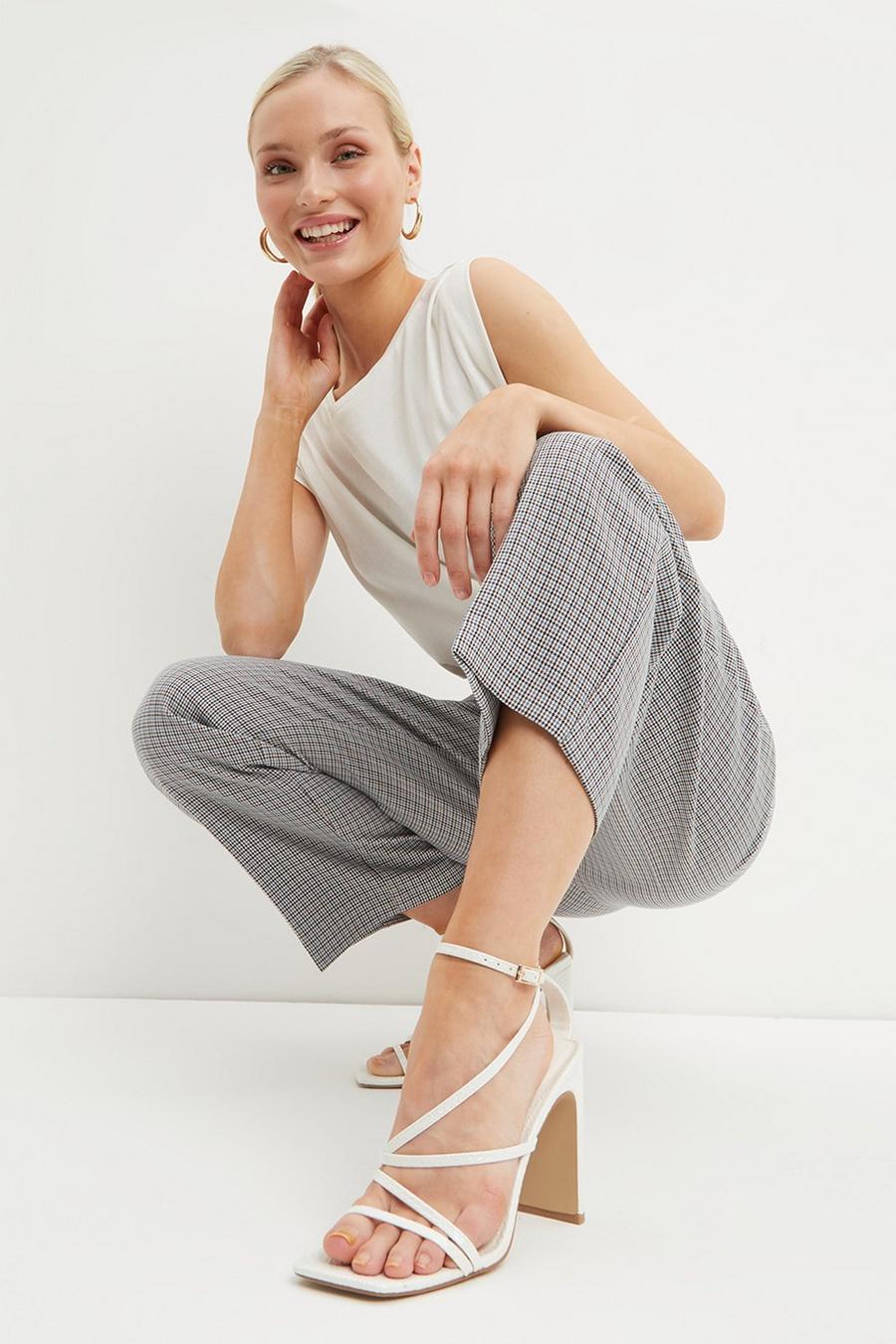 Petite Dogtooth High Waisted Trousers