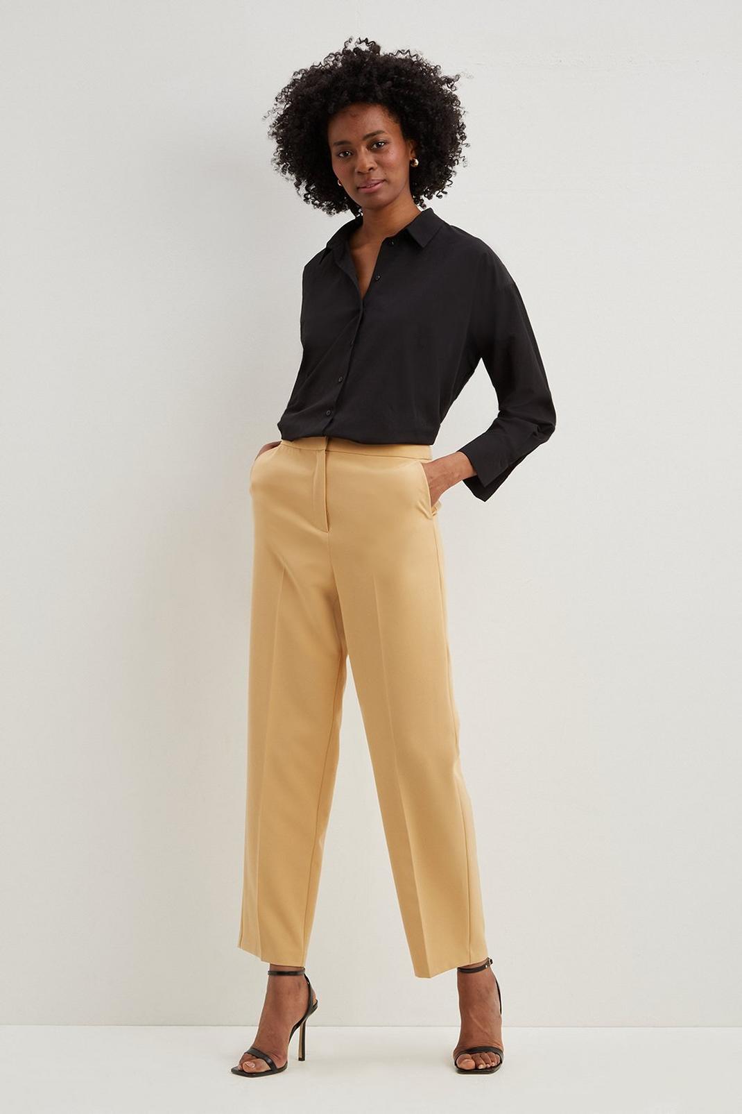 Caramel Tall High Waisted Trousers image number 1