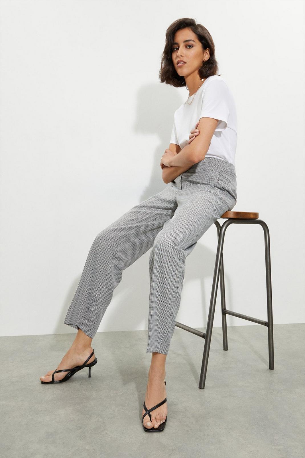 Mono Tall Dogtooth Check High Waisted Trousers image number 1
