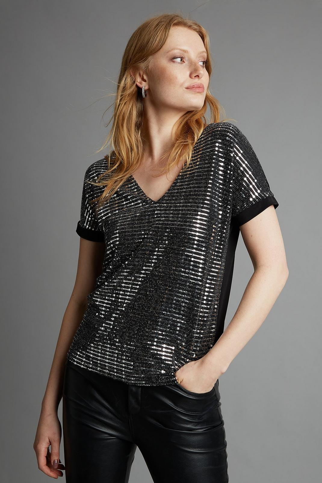 Silver Sequin T Shirt image number 1