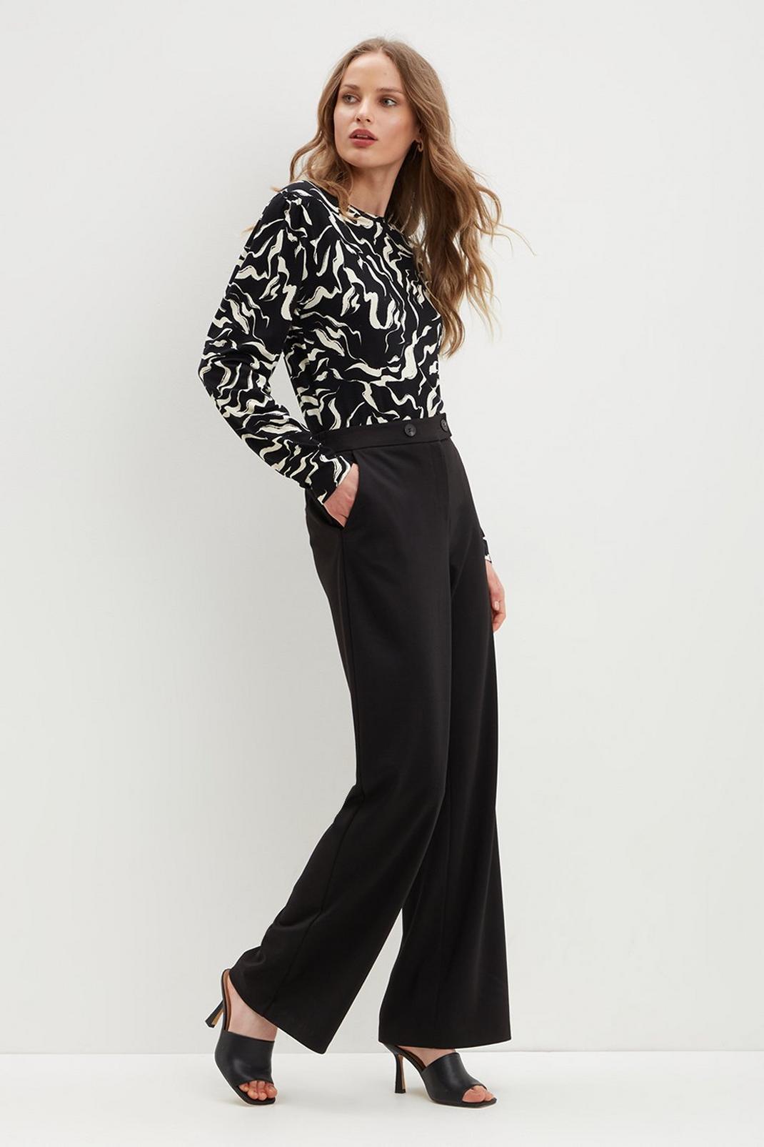 Black Ponte Wide Leg Trousers image number 1