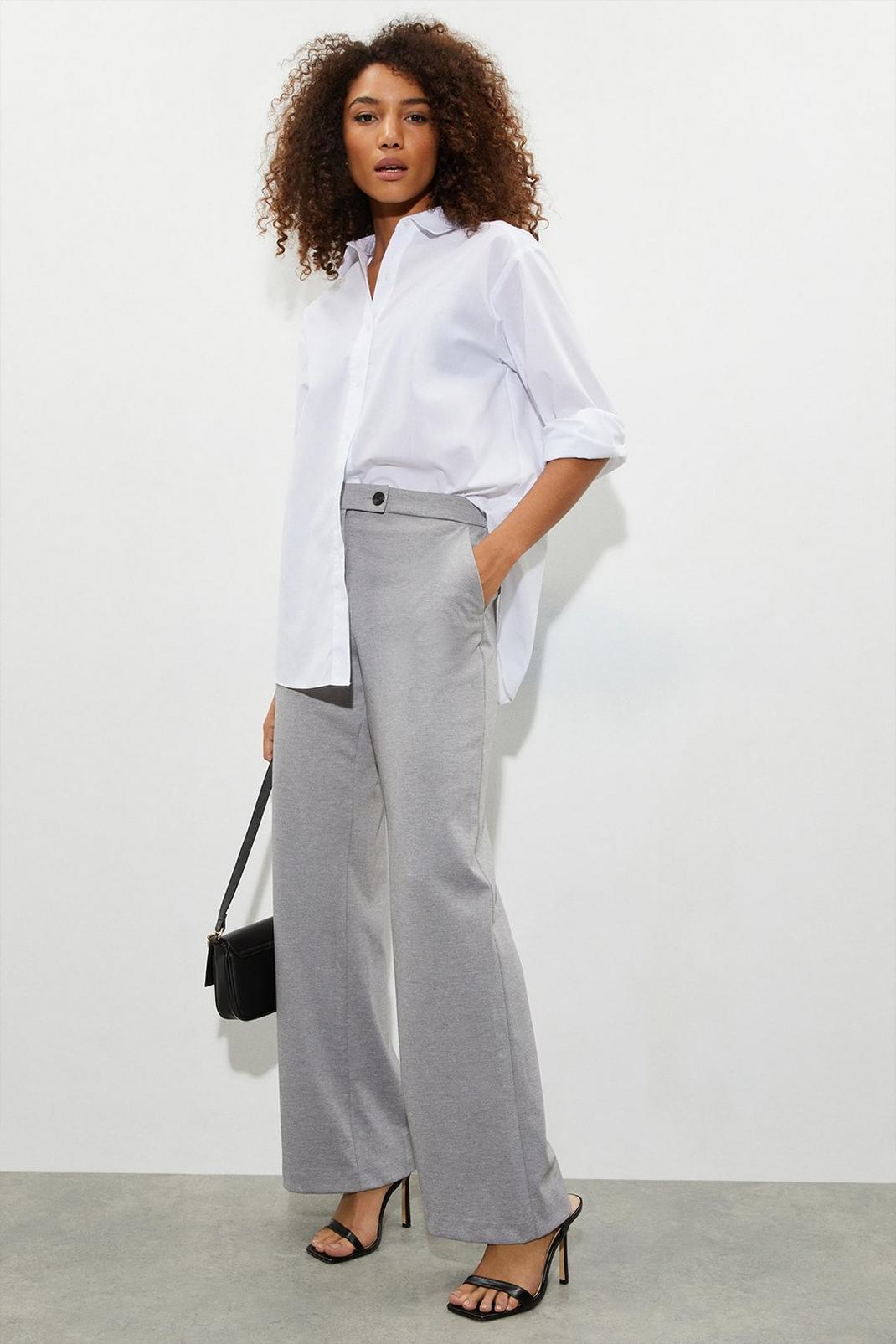 Grey Ponte Wide Leg Trousers image number 1