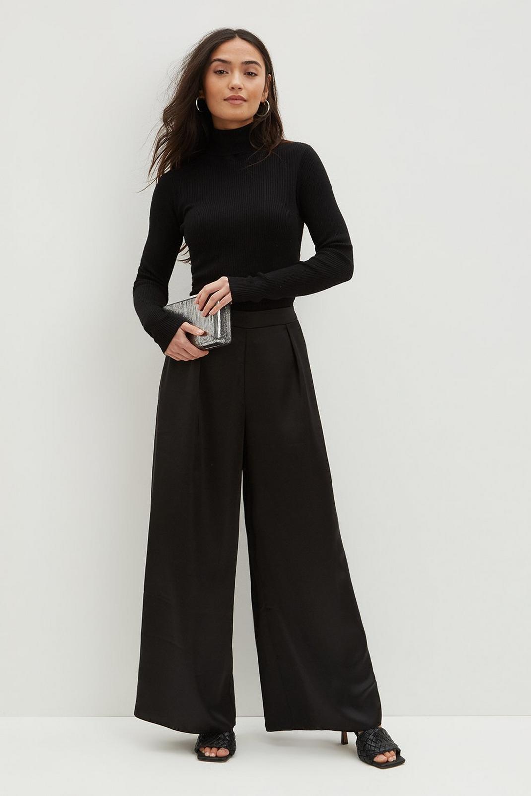 105 Petite Satin Wide Leg Trousers image number 1
