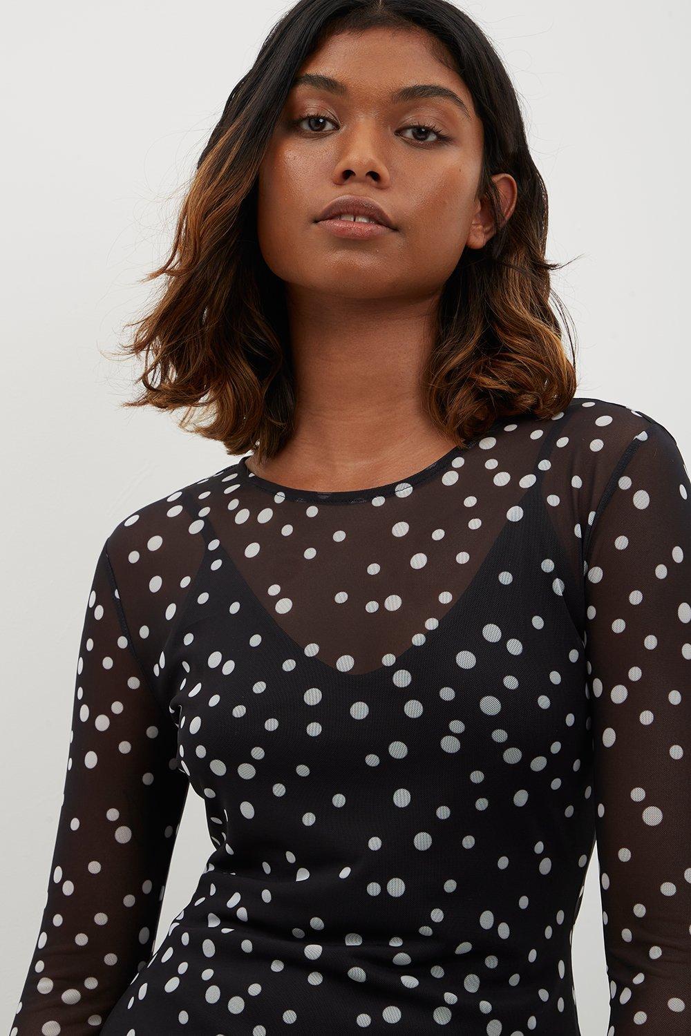 spotty long sleeve dress