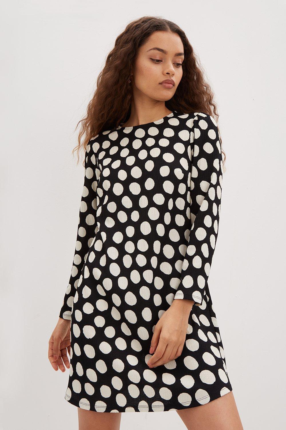 spotty long sleeve dress