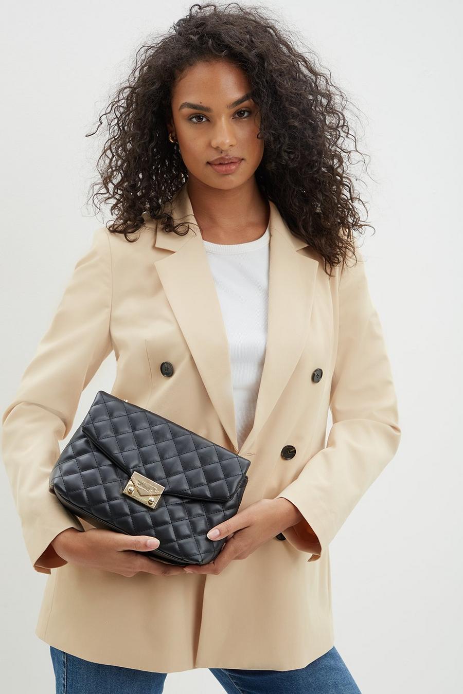 Quilted Bag With Gold Lock Detail