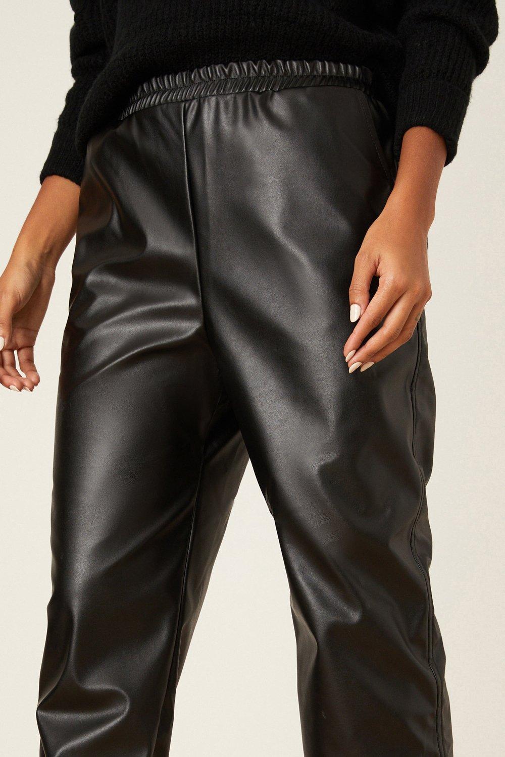 mens faux leather joggers