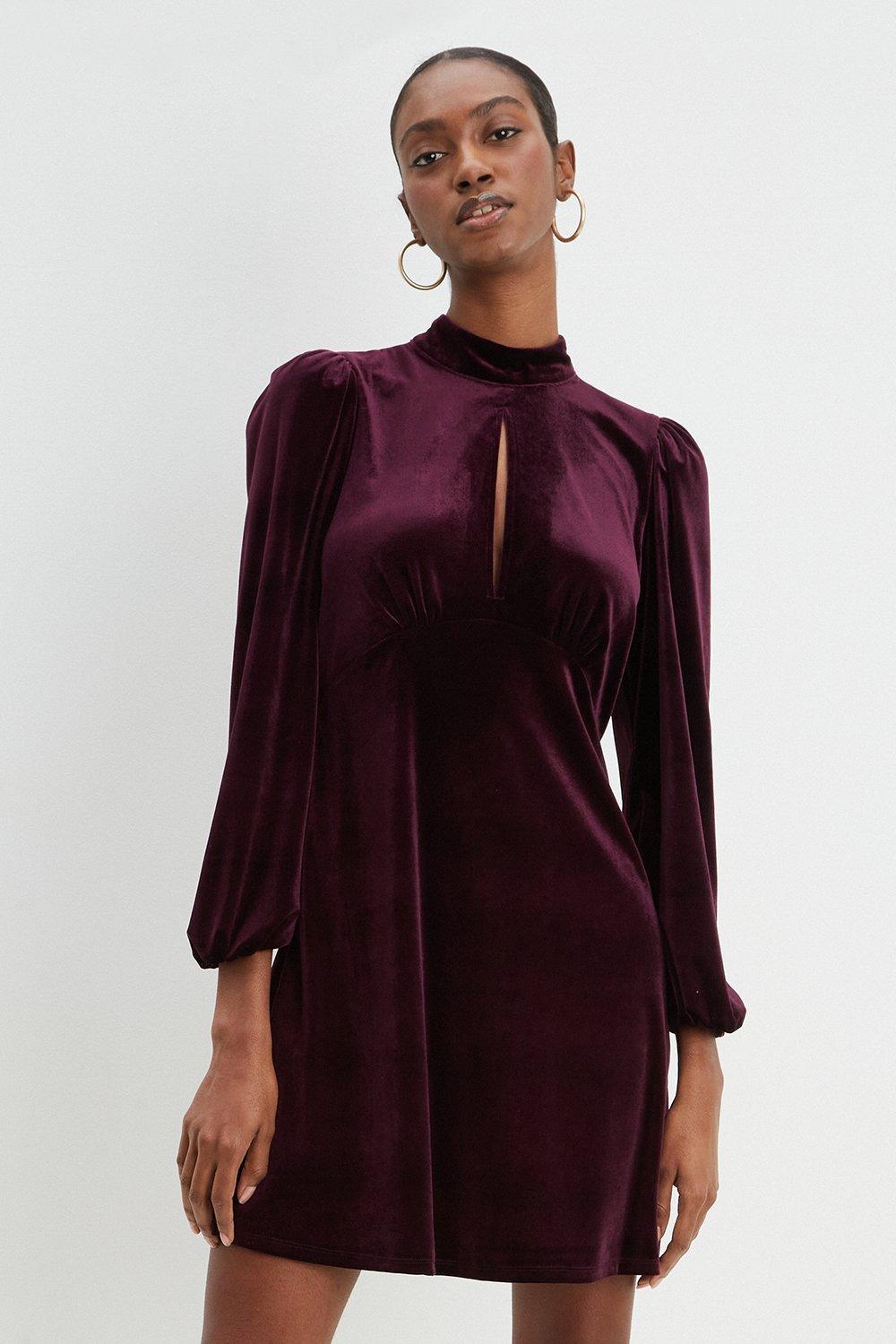 velvet polo neck dress