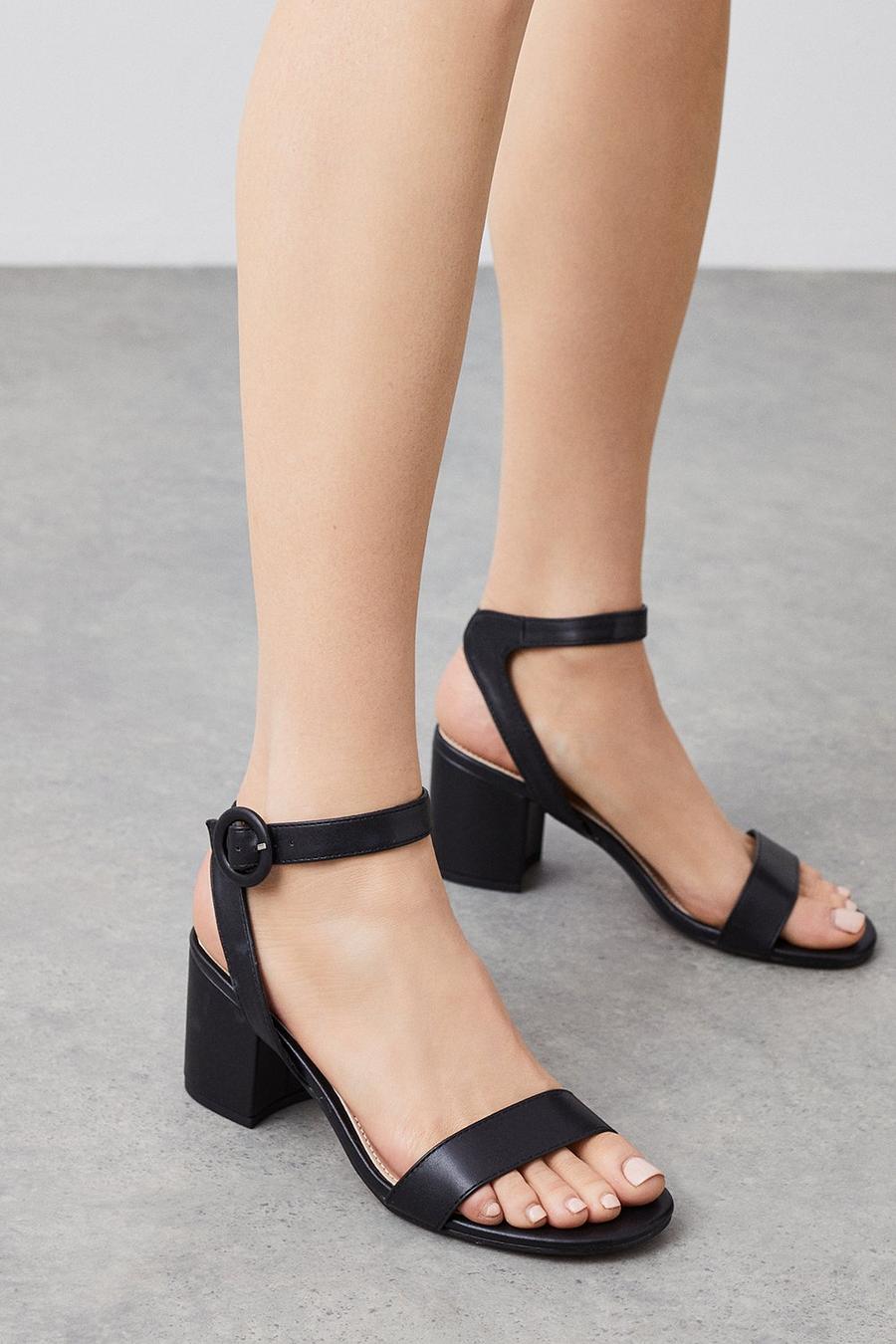 Comfort Stella Buckle Block Heel Sandals