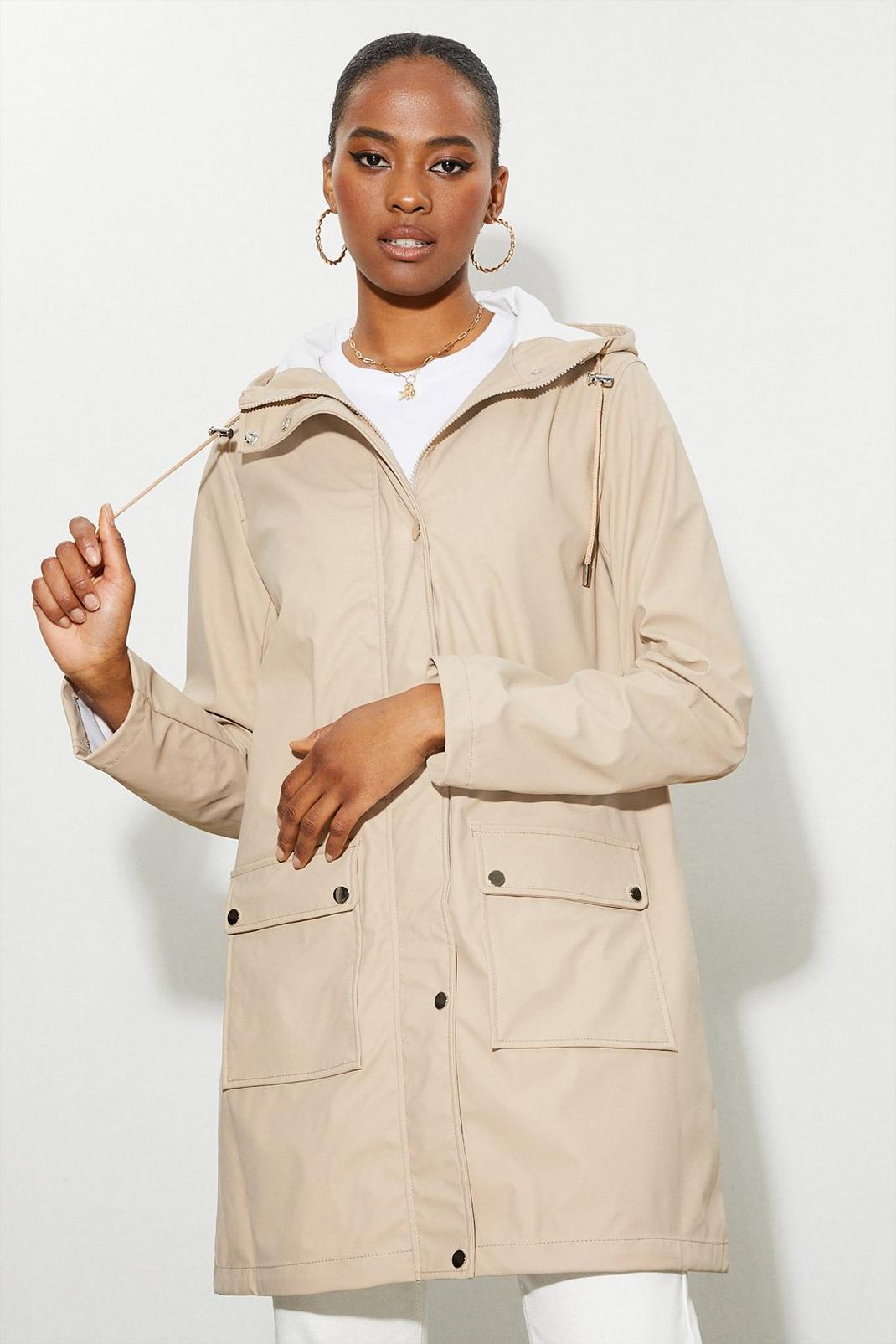 Camel Tall Hooded Raincoat image number 1