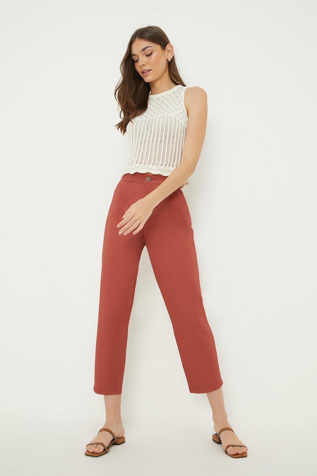 Brick Elastic Back Chino Trousers image number 1