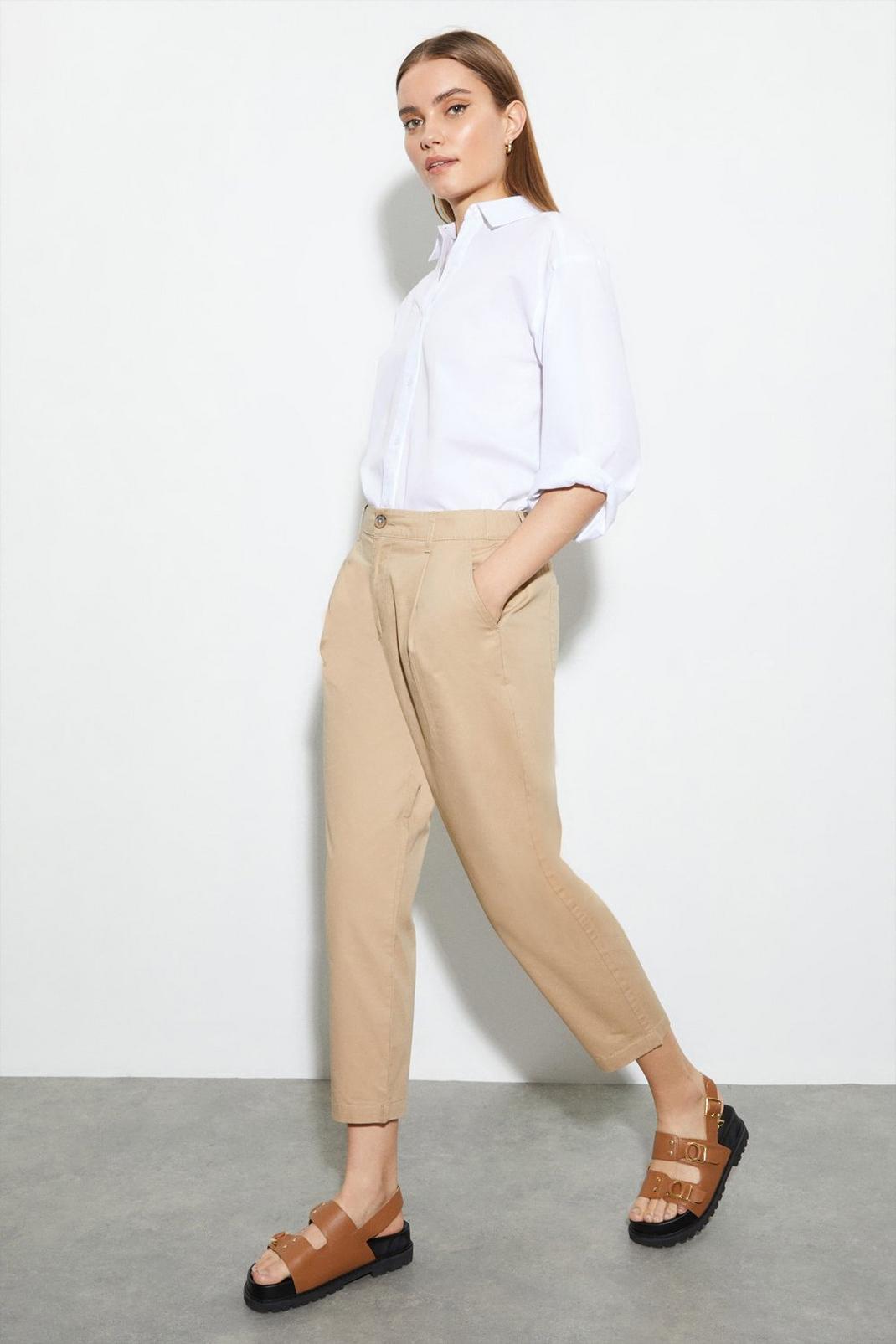 Stone Elastic Back Chino Trousers image number 1