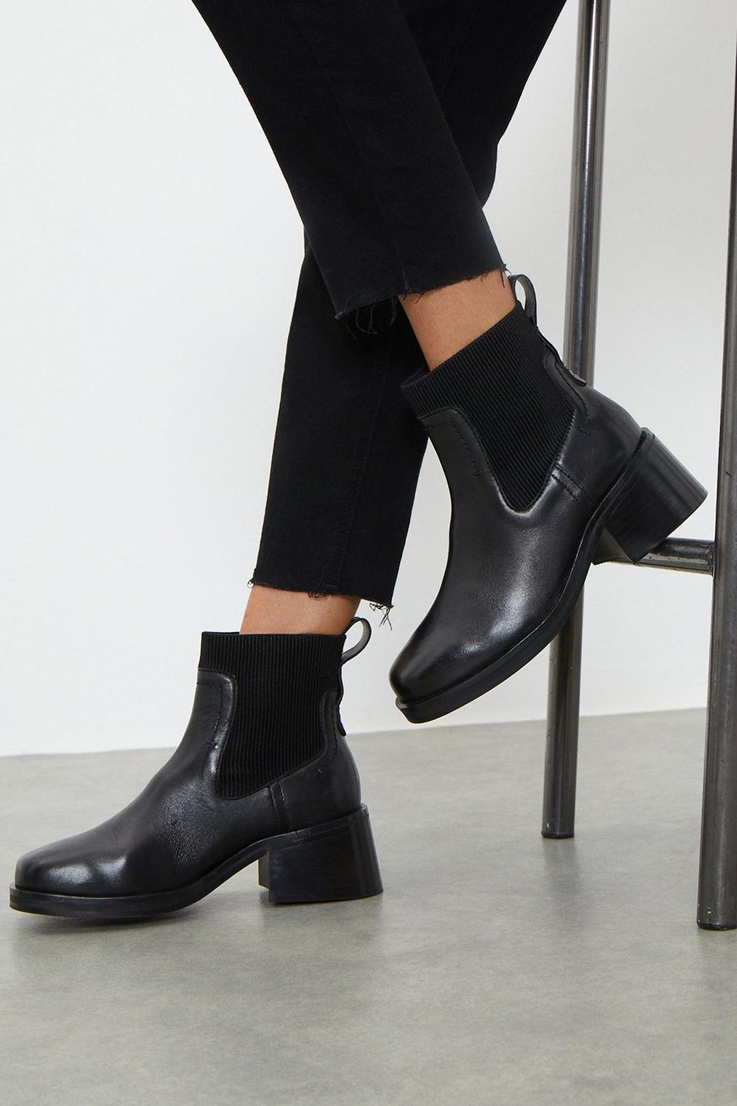 Black Principles: Ori Leather Ankle Boots image number 1