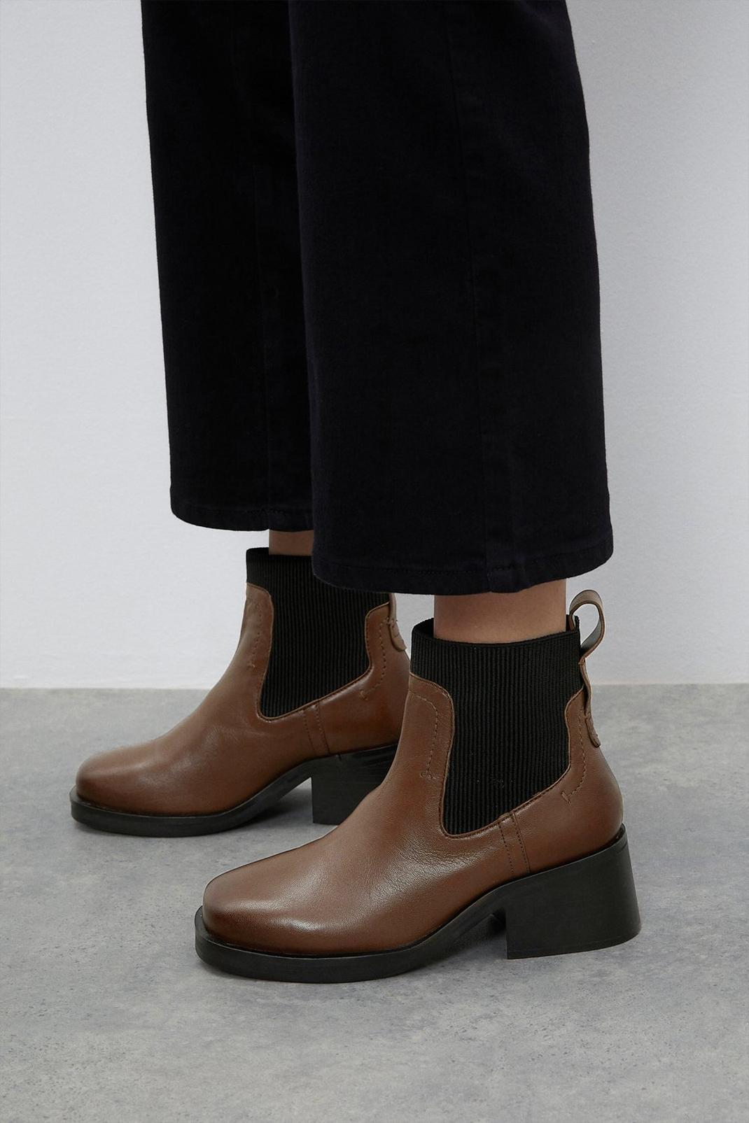 Chocolate Principles: Ori Leather Ankle Boots image number 1