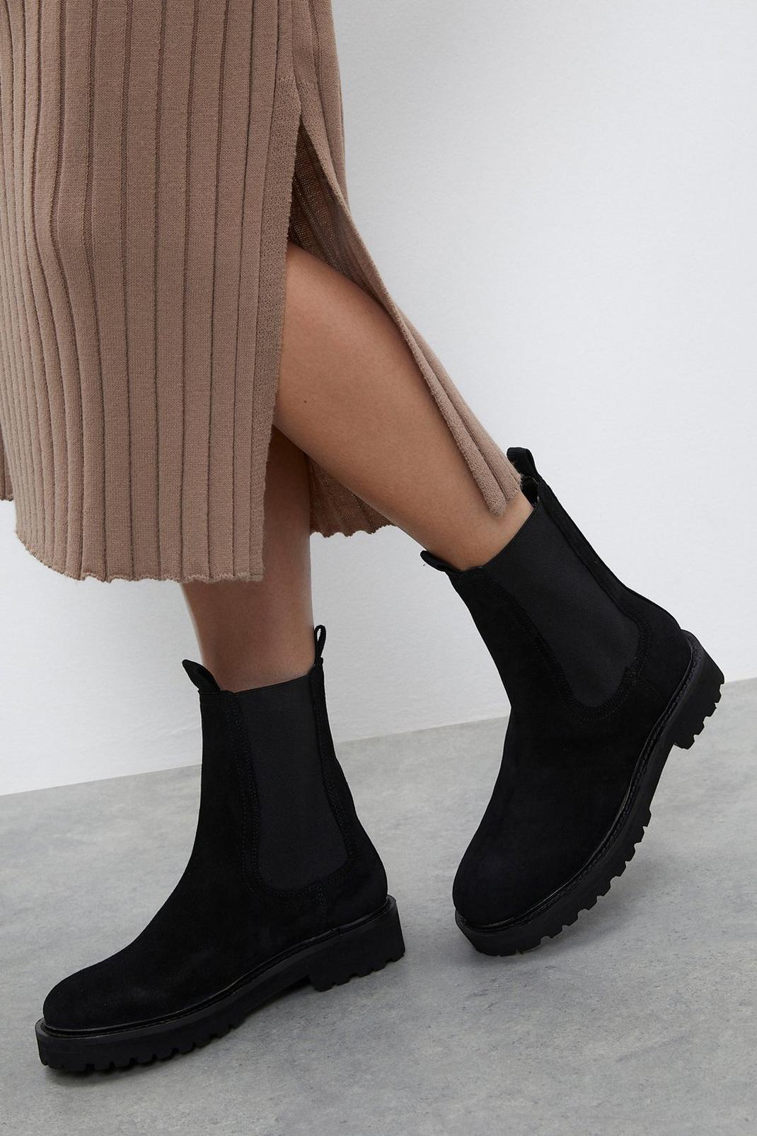 Black Principles: Ohana Cleated Suede Chelsea Boots image number 1