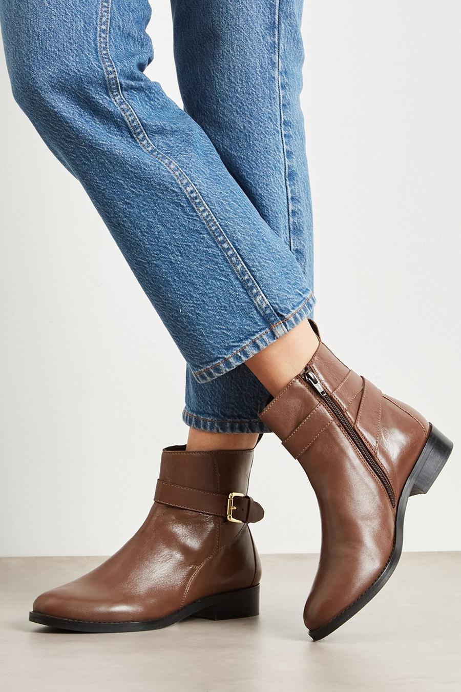 Principles: October Leather Buckle Ankle Boots